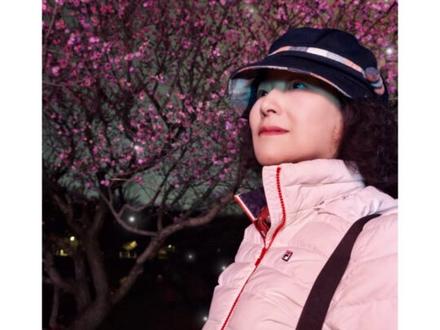 昨天晚上散步去梅花谷,梅花盛开了,拍了张夜景。