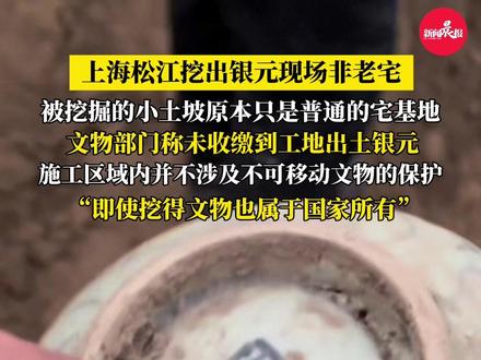 #松江挖出银元现场非老宅 施工区域内并不涉及不可移动文物的保护#文物部门未收缴到工地出土银元 #上海 #挖银元 #文物 (采访来源@waves )