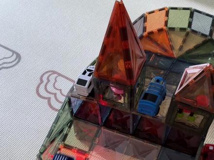 磁力片的1000种玩法:汽车循环跑道#磁力片玩法