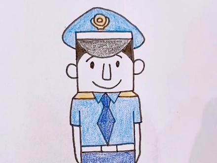 一个长方形加上字母W和H,画警察叔叔~你们辛苦啦@抖音小助手 #简笔画 #警察 #创意#这波操作稳了