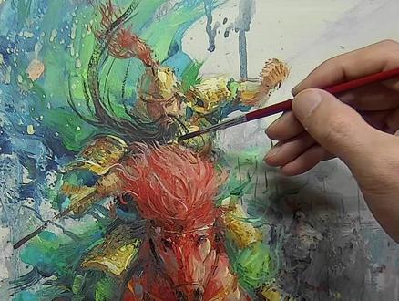 偃月惊风——水粉手绘 关云长骑着红色法拉利来啦。一张八开水粉画
#画画 #水粉 #关羽 #色彩 #古风
