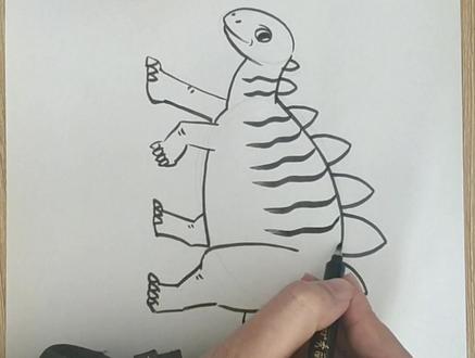 【简笔画恐龙2】教你快速画一只剑龙#简笔画 #恐龙 #剑龙 #儿童美术