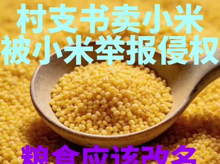 山东村支书卖小米,被小米法务举报侵权,视频被下架:小米粮食该改名,为小米让路吗?
#小米 #小米手机 #小米法务部 #小米法务 #村支书卖小米