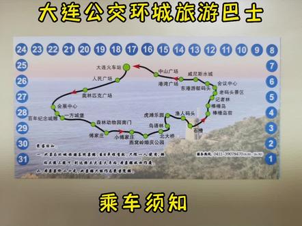 大连公交环城旅游巴士乘车须知,附带发车地点,发车时间,线路图#旅行推荐官 #跟我去旅行 #高考结束去哪里玩