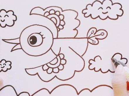 儿童画教程【飞在天空的小鸟】#简笔画