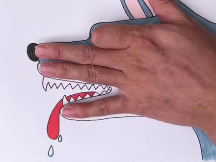 #手掌画大灰狼。#手掌画#儿童简笔画画法