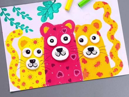 空闲时间和孩子一起画小花豹创意画吧,简单易学。