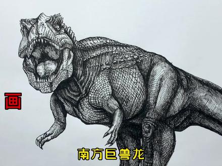 手绘恐龙教程、教你如何画恐龙、南方巨兽龙篇#画画 #手绘 #绘画过程 #恐龙 #侏罗纪世界