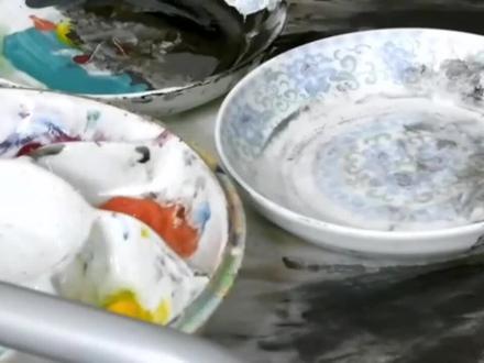 彩墨山水画技法,黄河壶口瀑布画法与水的调色 #零基础学画画 #国画教程 #抖出我的艺术 #国画 #手绘