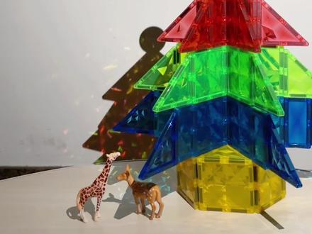 磁力片搭圣诞树教程#磁力片的1000种玩法 #磁力片玩具教程