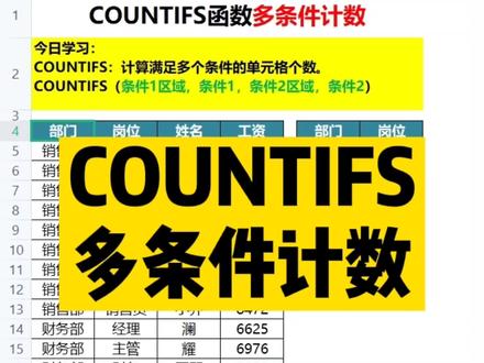 countifs多条件计数 #excel #excel技巧 #excel教学 #wps #办公技巧 #干货