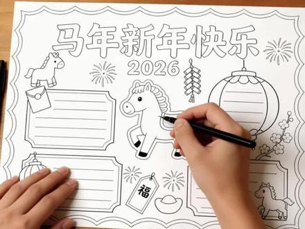 马年手抄报新年春节手绘简单#小学生手抄报