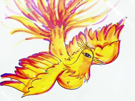 简单的火凤凰画来喽,一起来试试吧#创意美术 #画画 #创意画 #美术