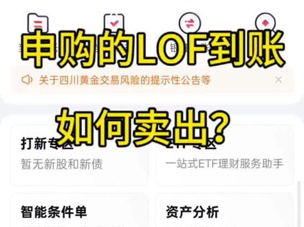 申购的LOF到账后,如何卖出?#LOF套利 #套利 #申购 #场内基金套利 #石油