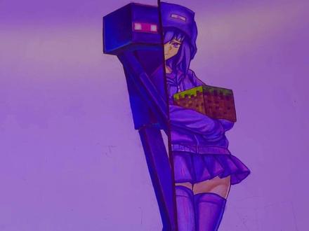 末影人娘 我的世界vs二次元#绘画过程 #绘画 #画画 #画画🎨