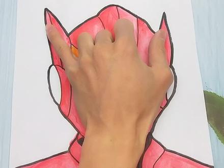 用一张纸放在手掌手绘迷你特工队赛米,画法简单又帅气的手势图