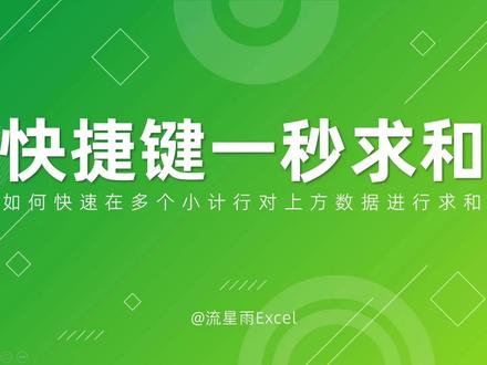 小计行太多,一行一行录入求和公式?没必要,快捷键一秒搞定!