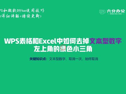 WPS表格和Excel中如何去掉文本型数字左上角的绿色小三角