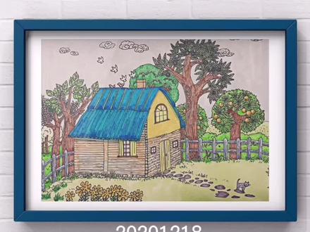 儿童画:乡村小院#手绘 #马克笔手绘 #一起学画画 #儿童画 #世外桃源#风景图
