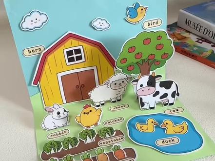 我的农场小书 英语农场立体书,on the farm手抄报,农场手抄报,myfarm立体书,我的农场小书,有彩色线稿和黑白线稿,打印即可制作,自己准备3张卡纸和胶喔,#我的农场#英语农场手抄报#手抄报模板#英语手抄报#英语作业
