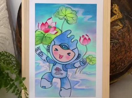 #亚运会吉祥物 #一起学画画 亚运会吉祥物—宸宸 简笔画过程