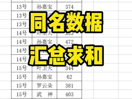 相同姓名的数据,你会快速汇总求和吗?#办公技巧 #excel