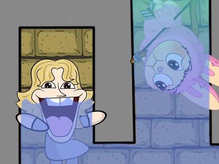 拉布布从被淹的地牢中救出Meme67,找到出口钥匙?