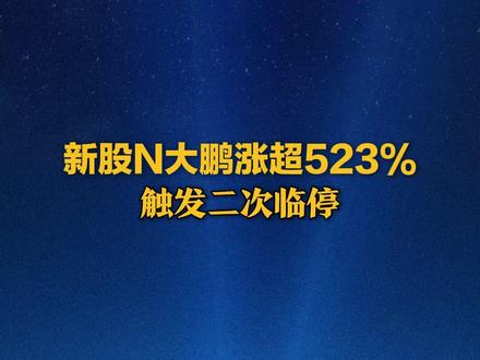 新股N大鹏涨超523% 触发二次临停