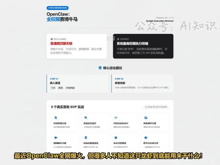 八个OpenClaw实用落地案例 实测OpenClaw在飞书对接、情报抓取、财报分析等8个真实场景的落地方法,实现办公自动化,OpenClaw能做的事情远远不止这些,这里抛砖引玉,仅为了拓展视野!#OpenClaw #AI自动化 #生产力工具 #飞书 #效率提升