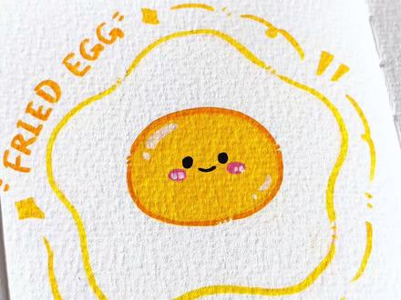 宝子们!今天教大家画一个零难度的软萌荷包蛋🍳#丙烯马克笔绘画 #画画入门 #解压 #治愈#助眠