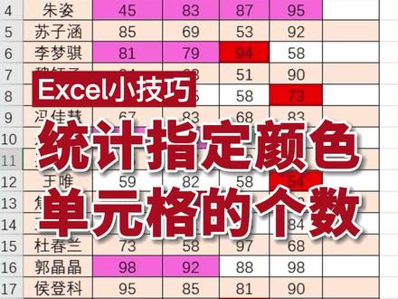#excel 统计指定颜色单元格的个数 #wps #office办公技巧 #电脑办公 #电脑培训