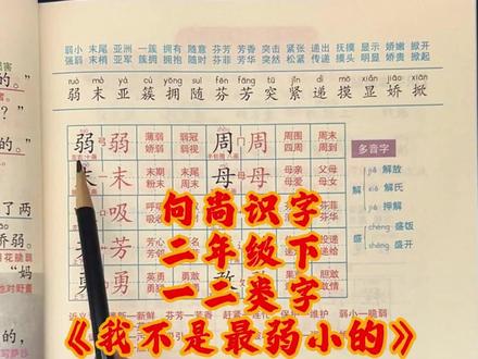 二年级下 一类字二类字预习#《我不是最弱小的》 #一类字二类字 #语文学习 #语文二年级 #语文识字