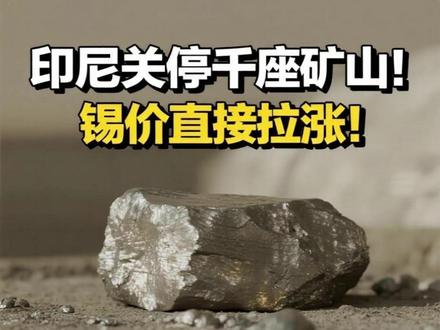 印尼关停千座矿山!锡价直接拉涨! #锡 #期货 #有色金属 #财经 #经济