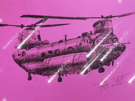 画个“支奴干”重型运输直升机!走起!#圆珠笔画 #想画就画 #手绘