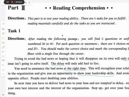 2022年6月大学英语三级(A级)考试真题讲解阅读理解第一篇36-40