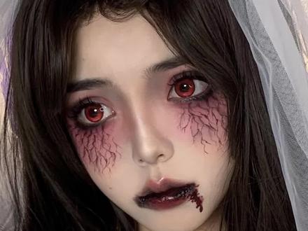 万圣节妆教 第八弹/鬼新娘👰🏻超详细妆教!🎃快来学一下这个又简单又出效果的妆容吧!#万圣节妆容 #万圣节 #万圣节捣蛋计划 #创意妆 #妆教