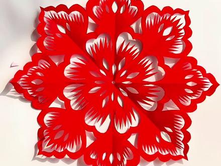 花开富贵剪纸窗花,简单易学#民间手艺 #民间手工艺 #剪纸教程 #剪纸窗花