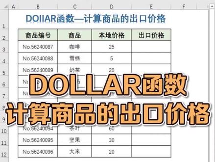 DOLLAR函数—计算商品的出口价格#excel #office办公技巧