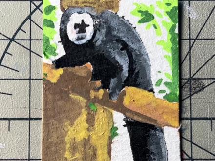 在美纹纸上画实体档案124:老猫猴子 #后室 #怪物 #手工diy #跟着抖音学画画 #美纹纸雕刻