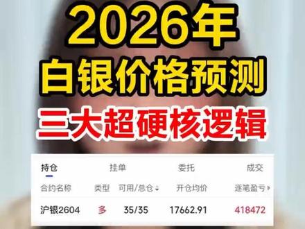 2026年白银黄金预测来了,能看懂的都是财运好的人 #白银 #黄金 #投资 #投资有风险理财需谨慎