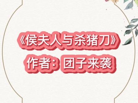 侯夫人与杀猪刀 作者:团子来袭#小说 #小说推荐