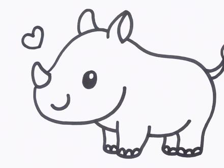 和我一起学画画,今天我们来画一头犀牛! #简笔画教程 #儿童简笔画 #亲子简笔画 #幼儿简笔画 #育儿简笔画