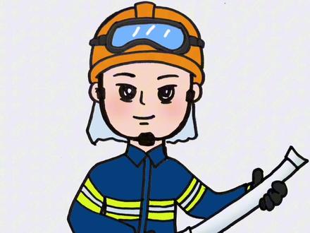 消防员蓝叔叔简笔画#消防安全 #消防员 #火焰蓝 #消防蓝朋友 #简笔画 @抖音小助手