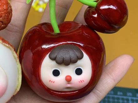 课程之手工制作车厘子#粘土 #我的手作 #玩具 #食玩