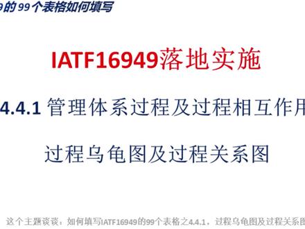 4.4.1过程乌龟图及过程关系图—IATF16949的99个表格如何填写