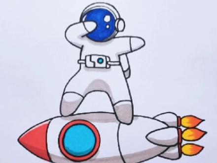 祝贺神舟十三宇航员顺利返航!#宇航员简笔画 #火箭简笔画 #手绘