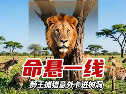 狮王捕猎意外卡进树洞,惨遭鬣狗围住命悬一线! #动物 #动物世界 #动物世界看人生百态 #狮子 #动物世界精彩解说