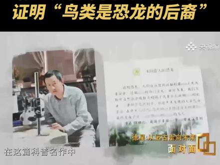 语文课文《飞向蓝天的恐龙》作者徐星:“鸟类是恐龙的后裔”这一科学认知主要基于在中国发现的化石得出,这是中国对世界恐龙古生物学做出的重大贡献。(央视频号:#面对面 )