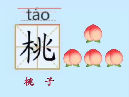 桃字,桃字的拼音,桃字的组词、词语,桃字的书写笔顺#识字 #汉字 #认字识字 #教育 #文字 #学习