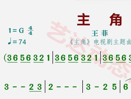 流行歌曲《主角》G调 王菲 (赖婷词,范炜曲) #学唱歌#动态简谱#视唱练耳#钢琴伴奏教学#主角